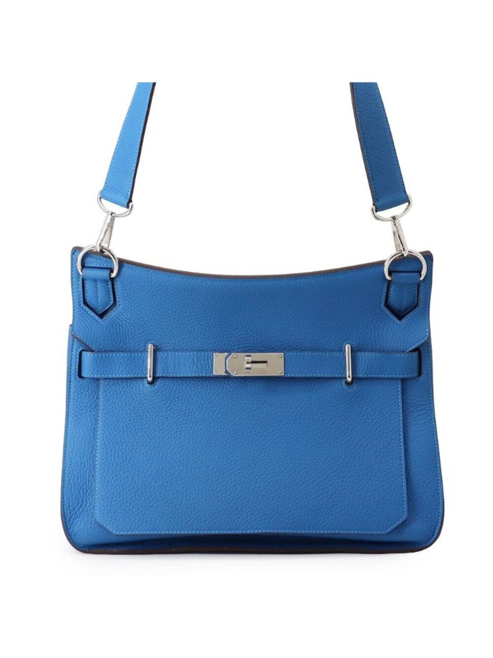Hermes Shoulder Bag Jypsiere 34 Blue Hydra Silver Taurillon Clemence